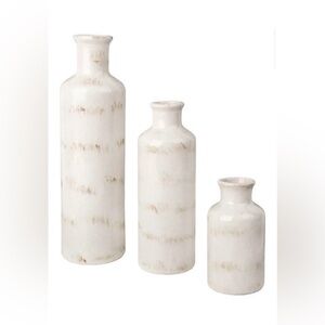 NIB Komely Small Ceramic Vase Set of 3 crackle glaze Boho Natural Colors new